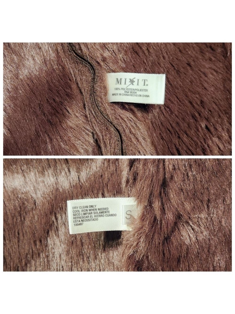 Mixit Reversible Faux Fur Suede Crop Jacket Brown Small - Picture 9 of 10